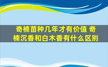 奇楠苗种几年才有价值 奇楠沉香和白木香有什么区别